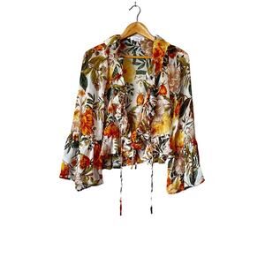 L.I.F.E.🌿Love Is For Eternity Boho Blouse Floral Ruffle Bell Sleeve Size M